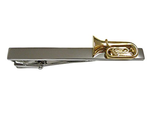 Kiola Designs Gold Toned Tuba Musical Instrument Square Tie Clip