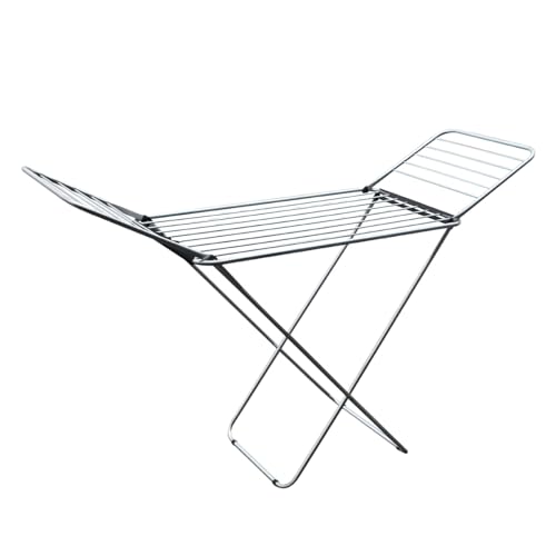 Amig - Tendedero Plegable con Alas Mod. Aeria Airflow - Aluminio y Acero - Fácil Montaje y Plegado - 18 m de Espacio de Secado - Ligero y Práctico - Medidas 176 x 55 x 92 cm - Color Plata/Negro