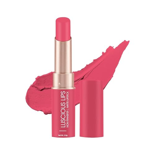 Luscious Lips Non Transfer Creamy Matte Lipstick for Women (02 - Dusty Pink, 3.5g) | Highly Pigmented | Smooth Application | Long-Lasting, Waterproof & Smudge-Proof