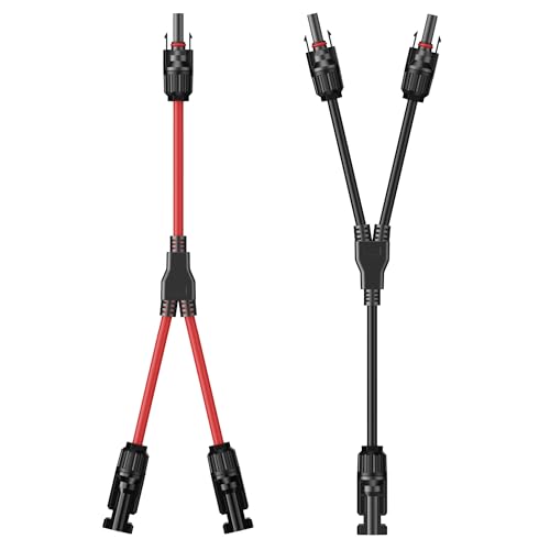 Owinus Y KabelSolar Y Stecker Solar 6mm2 Y Kabel 10AWG Solar YKabel 1 Paar 1Y2 SolarY Kabel 6mm2 MMF und FFM für PV Module.(Rot + Schwarz)