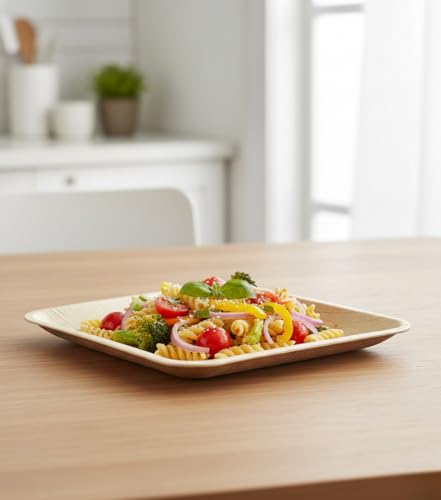 Charity Leaf - Disposable Palm Leaf Plates like Bamboo Plates Square Set |All Natural and Biodegradable| Weddings, Charcuterie Boards, BBQs, and Parties | Square Plates (50, 10 Square)