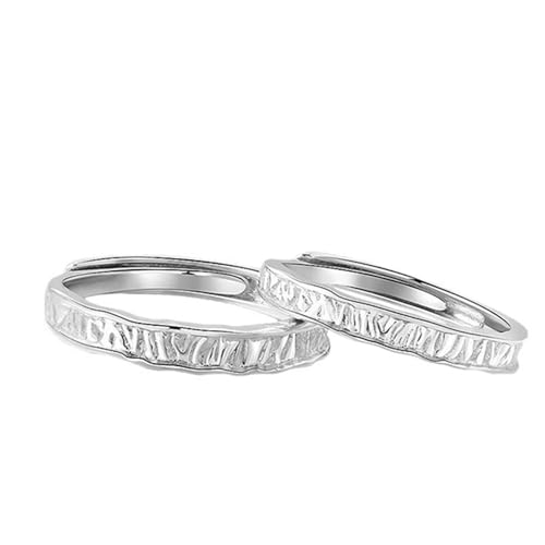 Bague réglable en argent 925 avec lignes géométriques pour alliance
