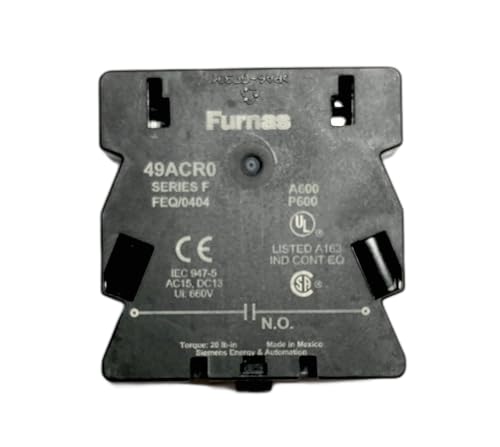 FURNAS ELECTRIC CO 49ACR0 30-60 AMP, Auxiliary Contact, 660 V, Side Mount, 6 AMP, 1 Normally Open