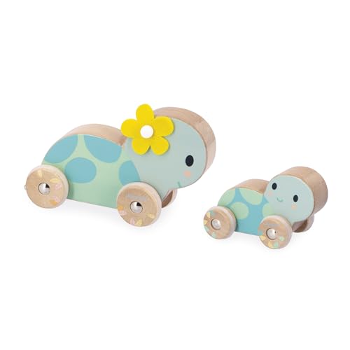 Janod - Set de 2 Tortues en Bois - Jouet d'éveil à Rouler - Roues Silencieuses - Jouet Éducatif - Développe motricité Fine et Imagination - Dès 1 an - J05148