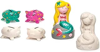 Baker Ross EK1452 Customisable Ceramic Piggy Banks for Coins  Creative Art and Craft Supplies for Kids to Make, Personalise and Decorate (Pack of 4), 7.5cm