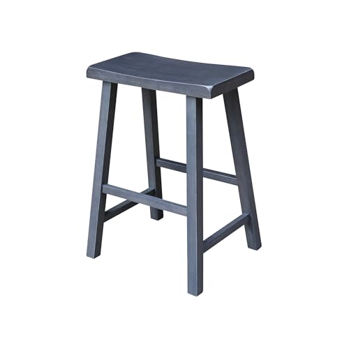 IC International Concepts Taburete de altura de mostrador de asiento, marco de madera duradero, altura del asiento de 24 pulgadas, perfecto para cocina y bar, color gris jaspeado