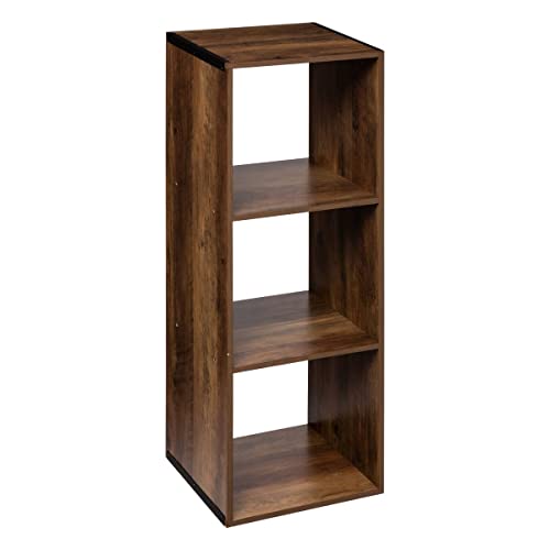 5 five simply smart 5five - Étagère Colonne Mix'n'Modul Effet Bois Foncé - 3 Niveaux, H 100,5 cm - Meuble de Rangement pour Salon, Chambre, Bureau