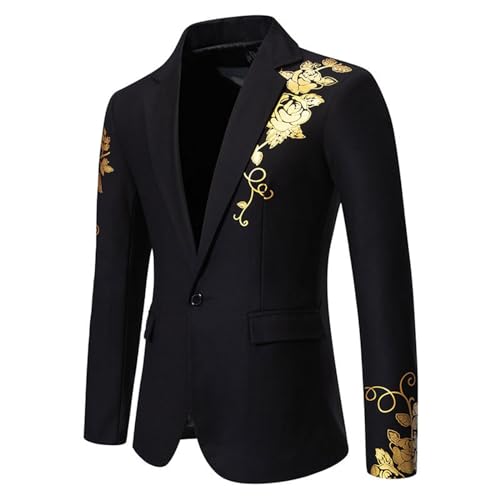 Mens Floral Blazer Stylish Notched Lapel Suit Jacket 1 Button Slim Fit Printed Tuxedo for Party Dinner Wedding2