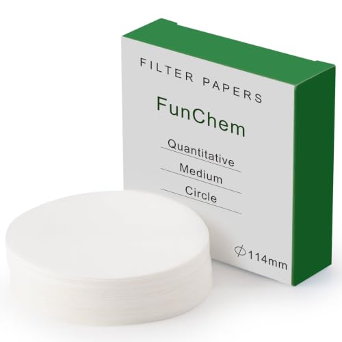Image of FunChem Quantitative Filter Paper Circles, 114 mm Diameter Cellulose Lab Filter Paper, 20 Micron, Medium Filtration Speed, Pack of 100