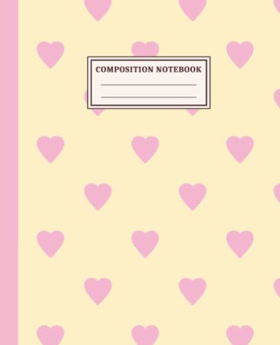 Pink Hearts Composition Notebook: Cute Preppy Blank Lined Journal, Wide Ruled Writing Notes for Back to School Students and Teen Girls image 2