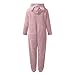 Hooded with Ear Pajamas for Women Solid Flannel Jumpsuit Pajama with Pocket Fashion Comfort Warm Fleece Sleepwear