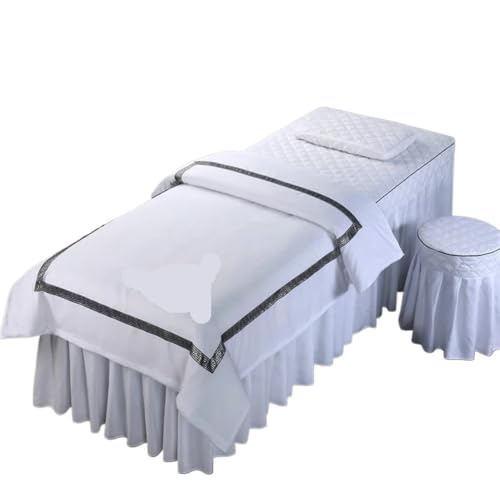 Juego de ropa de cama con funda de almohada, funda de taburete y funda de edredón para servicios de masaje y spa