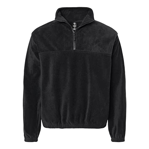 Burnside Mens Polar Fleece Quarter-Zip Pullover, XL, Black