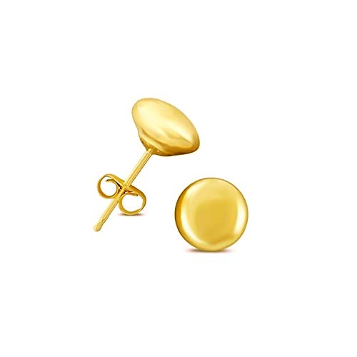 14K Yellow Gold 7mm Button Ball Stud Earrings