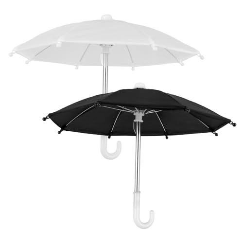 WHAMVOX 2 Stück Miniatur Puppenregenschirm Klassisch Dekorativer Mini Sonnenschirm für Puppenhaus Micro-Szene Stilvolles Detailreiches Design als Puppenhaus Deko Zubehör