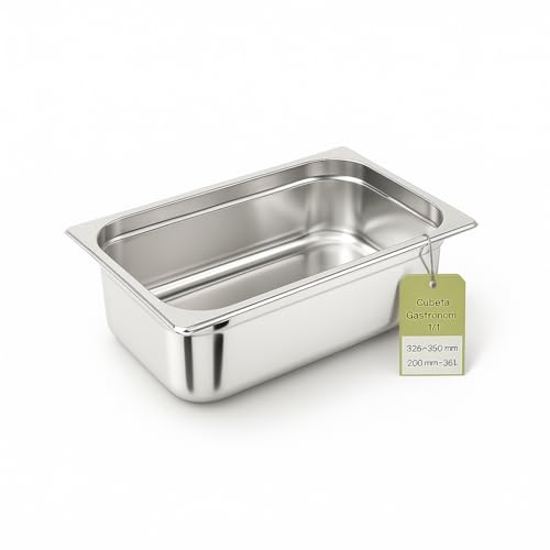 CubetasGastronorm ® GN 1/1 325x530 Acero Inoxidable 200 mm 28 L Cubeta Rectangular no Perforada sin Asas Horno Baño María Refrigeración Buffet Cocina Profesional Pastelería Hostelería Estándar Pro