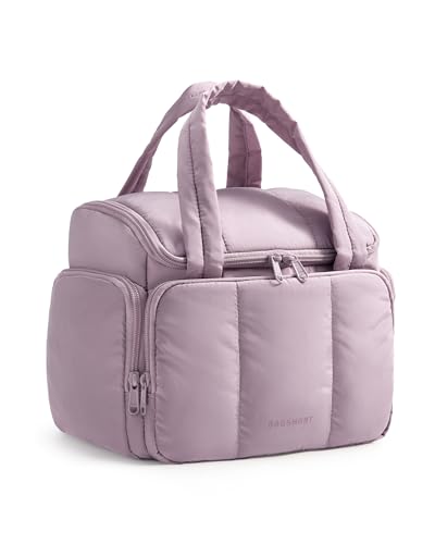 BAGSMART Puffy Travel Toiletry Bag Roomy Makeup Bag with Multi-Pockets for Full-Sized Toiletries & Accessories Purple