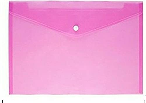 EliteKoopers Strong A4 File Folder Document Wallets Folder Sleeves Button Stud For Office, School (5Pcs Pink) — image 1