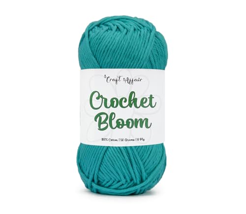 Image of Craft Affair | Crochet Bloom Cotton Yarn 8ply (2mm, 77Meter, 50Gram) 100% Pure Cotton | Knitting Yarn | for Embroidery, Craft & DIY Project: Firozi