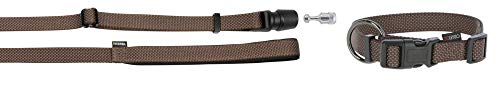 GOLEYGO dog leash Flat + collar, brown, size S 1.4-2m, secure magnetic lock, incl. Adapter pin - Image 2