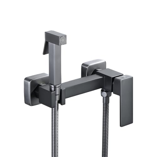 Ducha Higienicas para WC, Grifo Bidet para WC de Mano Agua Fría y Caliente, Kit de Ducha Bidet con Acero Inoxidable Manguera de 150cm, Pulverizador de Bidé Portátil en Latón para Inodoro