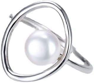 NONNYL Freshwater Cultured White Real Pearl Open End Ring for Women, Christmas Gifts for Wife Mom, Anniversary Birthday Fine Jewelry Gifts for Her