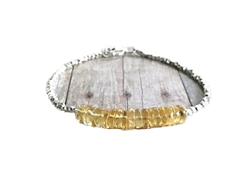 Bracelet citrine 6mm en argent 925 gourmette artisanale élégante pour homme et femme