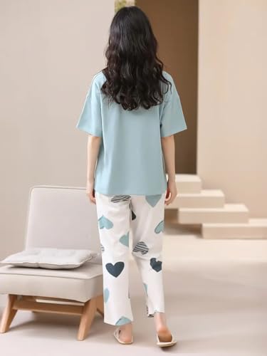 Image of Louis Luxe Womens Korean Night Dress|| Full Pyjama Set || Korean Nightsuit || Women Nightwear ||Round Neck Full Sleeve Nightsuit || Loungewear || Everyday Nightdress (ND-15)