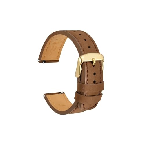 Bracelets de montre en cuir pleine fleur nubuck 18mm 20mm 22mm noir bleu marron boucle dorée