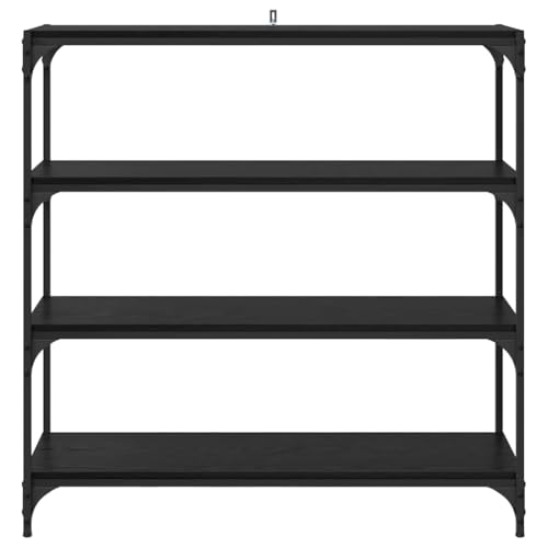 Librería industrial de madera y metal de 3 compartimentos para almacenamiento en salón 6