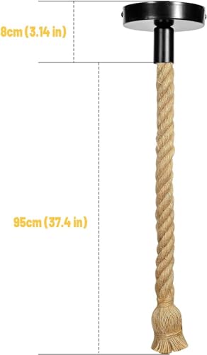 Image of Natural Jute Rope Hanging Pendant Light for Ceiling - Rustic Antique Decor, E-27 Holder, Blub not Included Pack of 2