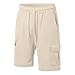 Men's Casual Cotton Linen Shorts Summer Beach Shorts Lightweight Drawstring Elastic Waist Chino Golf Short 2026 Fashion Khaki X-Large