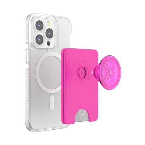 Image of PopSockets Phone Wallet for MagSafe, Phone Card Holder with Grip, Pink - Magenta