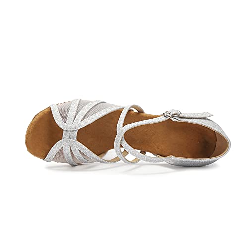 Image of Women's Ballroom Dance Shoes Latin Salsa Dancing Shoes Cross Strap 2.5inch Heel 3inch Heel ZB04