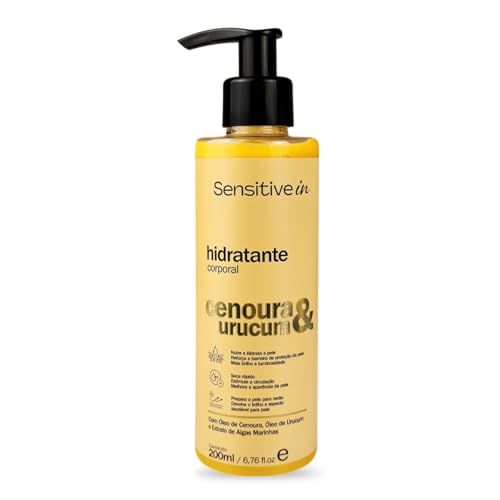 Hidratante Corporal Cenoura e Urucum 200ml - Plattélli Sensitive - Com óleos nutritivos e algas marinhas, fragrância de flores e frutas