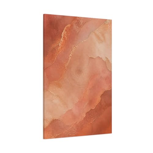 Tableau abstrait géode terracotta or grand format vertical 80x120 pour mur
