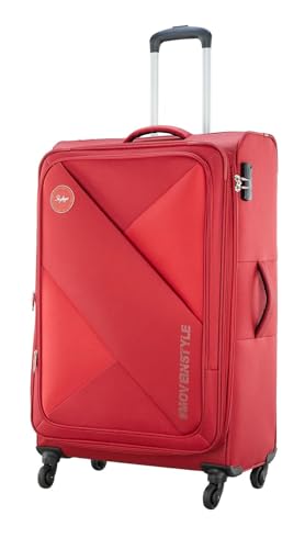 Image of Skybags Polyester Converge Plus 4 Wheel Exp Str Medium Size (H) 5 Years International Warranty Soft Spinner Wheel Trolley Bag (79 Cm, Red)