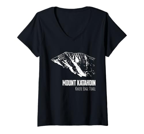Womens Mount Katahdin Maine Knife Edge Trail Hiking Souvenir V-Neck T-Shirt
