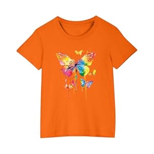 Generisch Mädchen T-Shirt Schmetterlingsdesign Orange 110