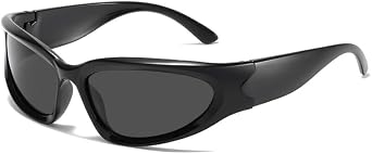 Y2K Wrap Around Oval Sunglasses for Women Men, UV400 Trendy Sport Shades