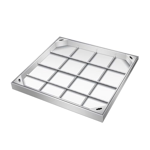 QYANPEN Tapa y Marco de alcantarilla Invisible de Acero Inoxidable, Tapa y Base de Tanque séptico Cuadrada empotrada, Cubierta de inspección de Drenaje Pluvial de Metal para estacionamiento en pavi