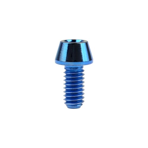Image of Titanium Ti DIN912 M4 8 10 12 15 20mm Tapered Head Hex Bolts Bicycle Screws Pack of 6 (Blue, M4x10mm)