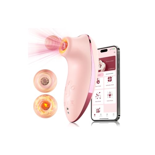 Heated Sucking Vibrator Sex Toys - Rose Sucker APP Remote Control Clitoral Stimulator with 5 * 5 Suction Waterproof Nipple Massager for Women Female Couples Solo/Partner Play