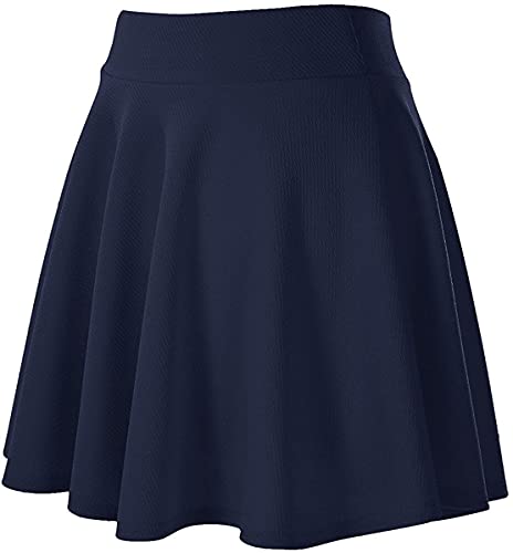 Women's Basic Solid Versatile Stretchy Flared Casual Mini Skater Skirt2