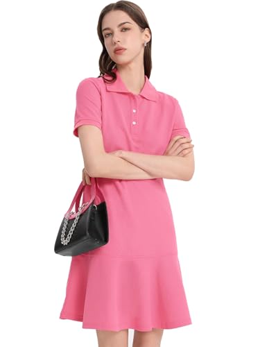 Image of Flygo Womens Polo Dress Summer Short Sleeve Ruffle T Shirt Dress