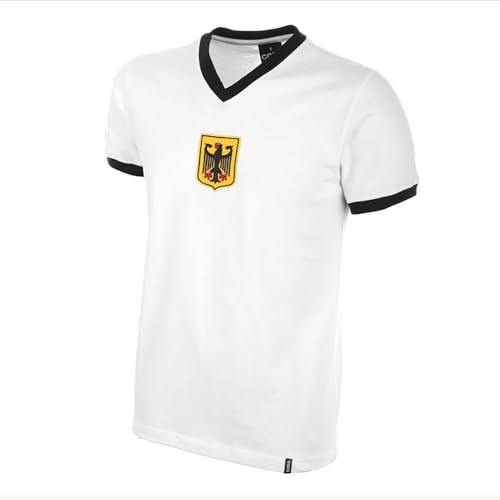Copa Football - Camiseta de Fútbol - Hombre - Alemania Años 70 - Retro - Manga Corta - Blanco - 100% algodón - Talla M