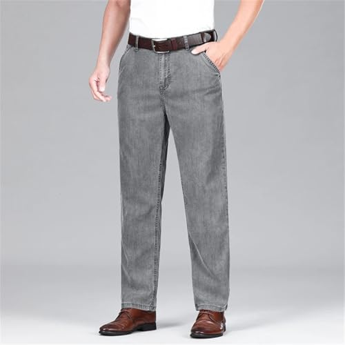 Hndudnff Men Thin Jeans Slim with Pockets Zipper Denim Pants Business Breathable Trousers2