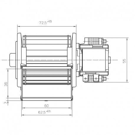 Ventilador tangencial EBM QLZ06/0600A1-2513-15 Motor Derecho