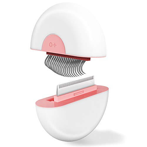 YOUMI Cat Brush for Shedding and Grooming, 2-in-1 Massage & Deshedding Dog Cat Portable Grooming Brush, Hair Removal Cleaning Tool, Keep Your Kitten/Puppy Safe and Healthy (Pink)