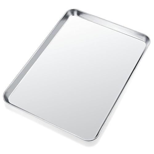 Baking Sheet, Yododo Stainless Steel Cookie Sheet Toaster Oven Tray Pan Rectangle Size 16 x 12 x 1 inch, Non Toxic & Healthy, Superior Mirror Finish & Easy Clean, Dishwasher Safe